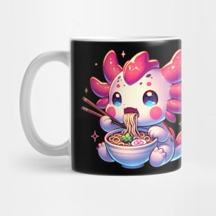 Axolotl Eating Ramen Noodles Mug